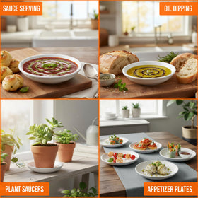 Iconikal stackable saucers 4-pack save space and simplify storage.