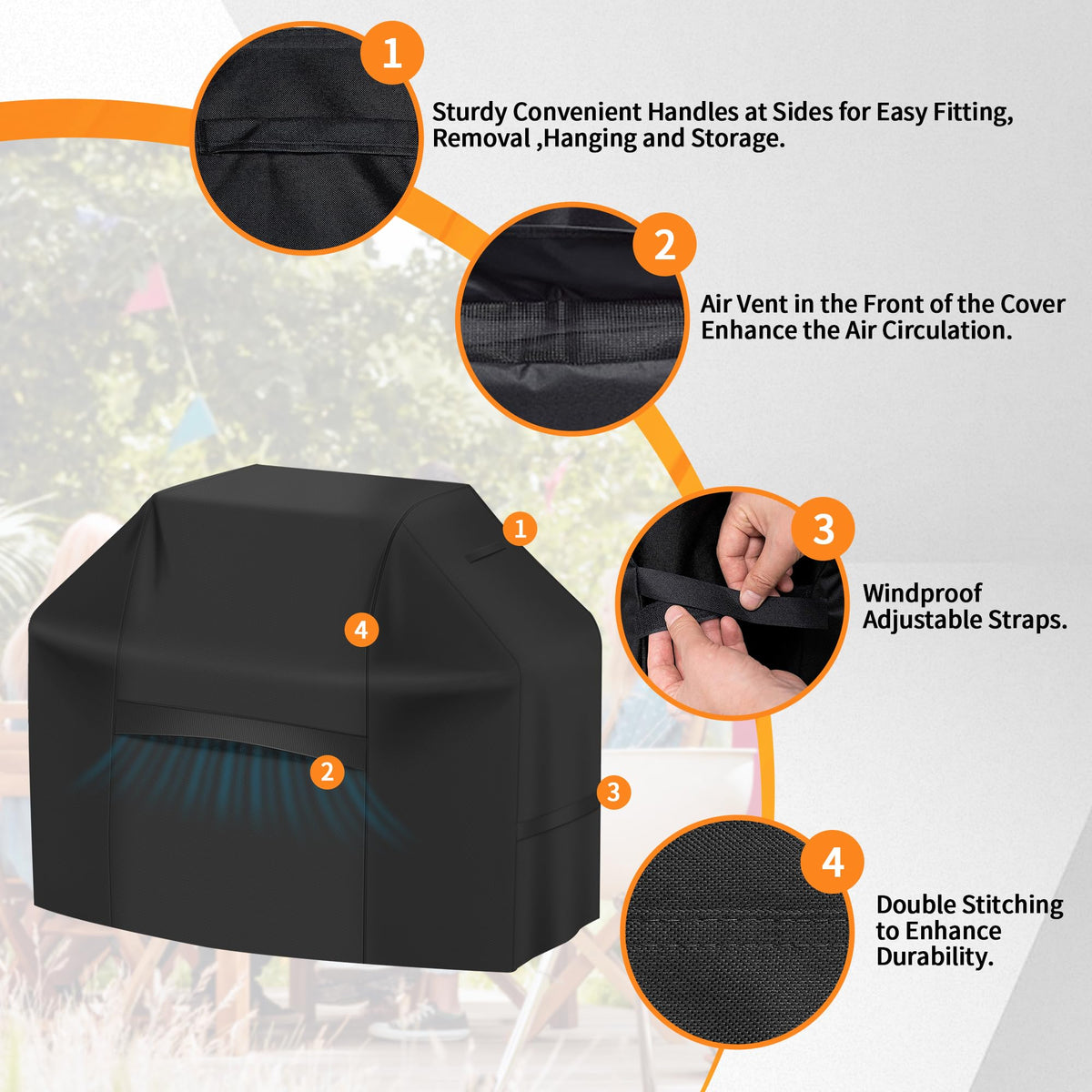 iCOVER heavy-duty handles on the sides for easy placement and removal