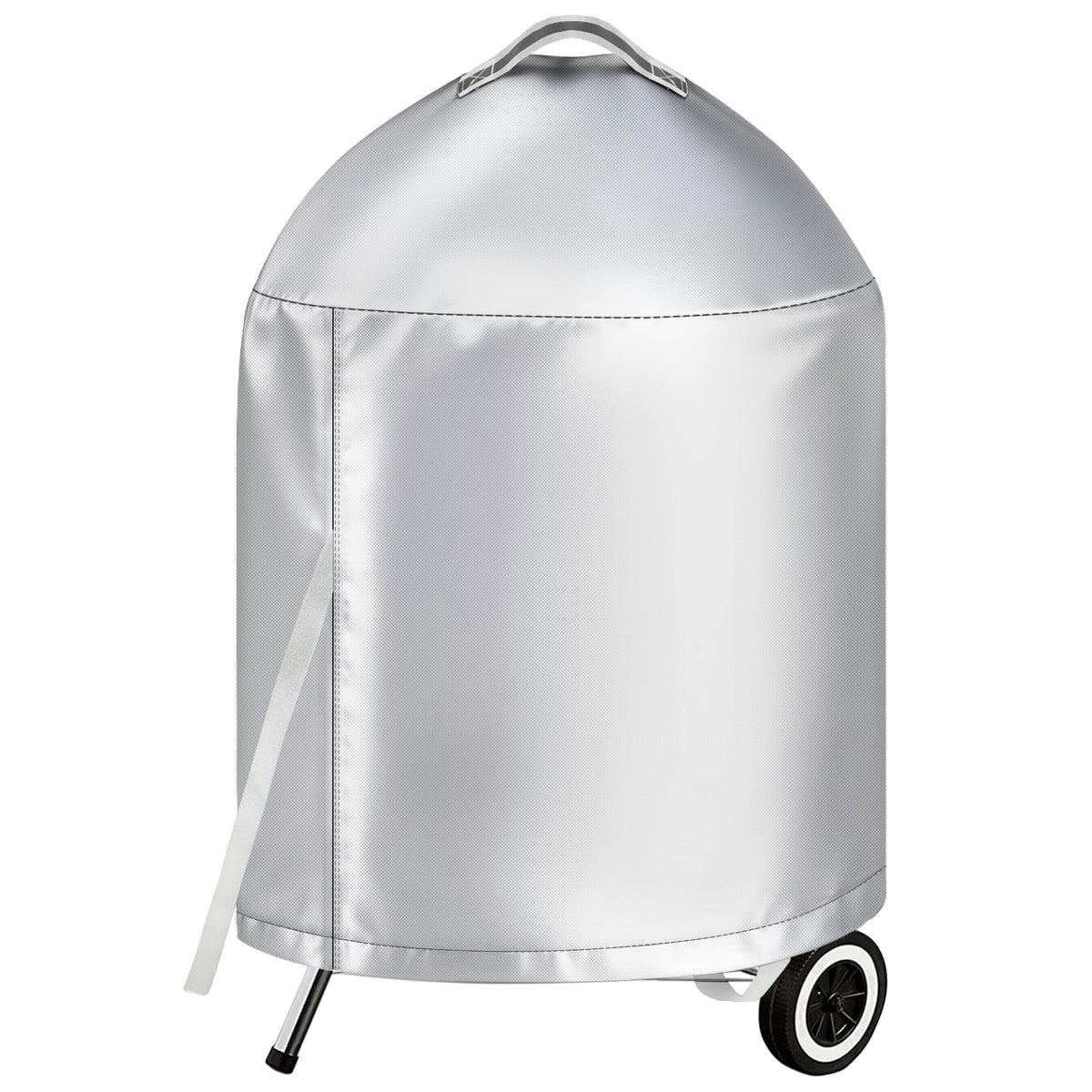 iCOVER grill cover on the Weber 22-inch kettle shields from rain and sun.
