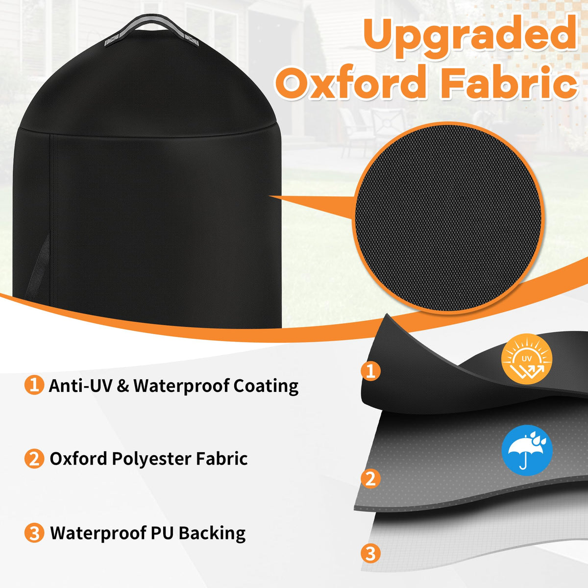 i COVER grill cover with wind strap keeps grill secure on windy days