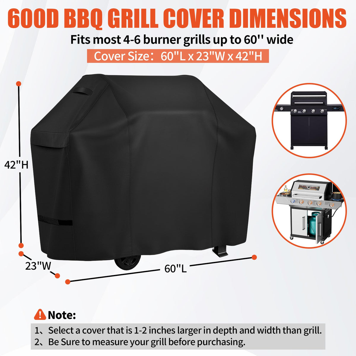 iCOVER heavy-duty 600D fabric with waterproof coating shields grill in all seasons