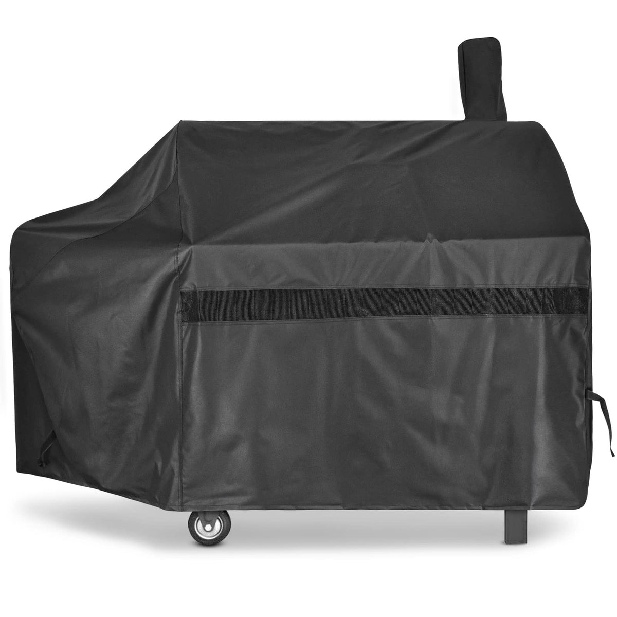 iCOVER offset smoker cover 60inch front view protects grill from rain and sun