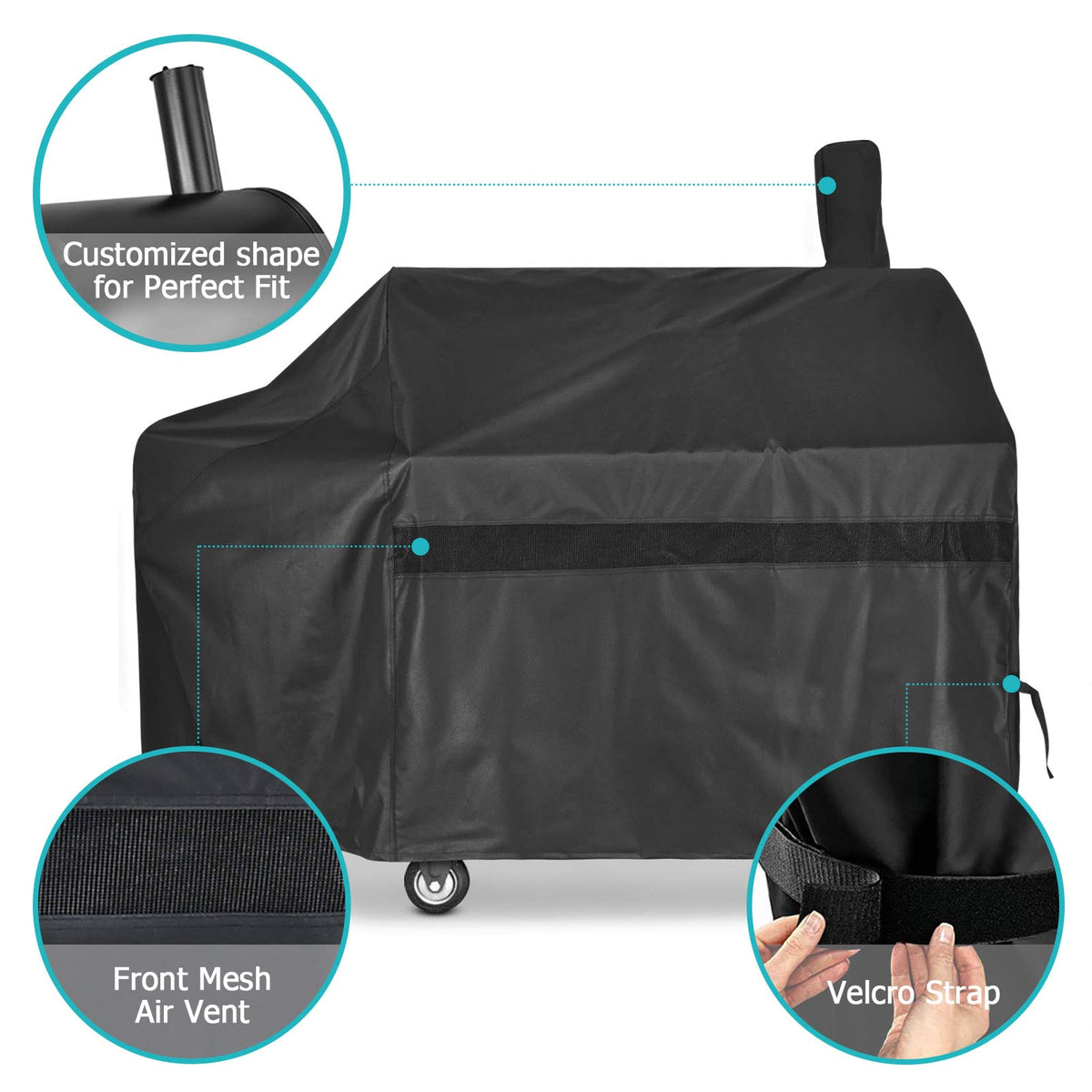 iCOVER offset smoker cover 60inch side view shields sides from weather and dirt
