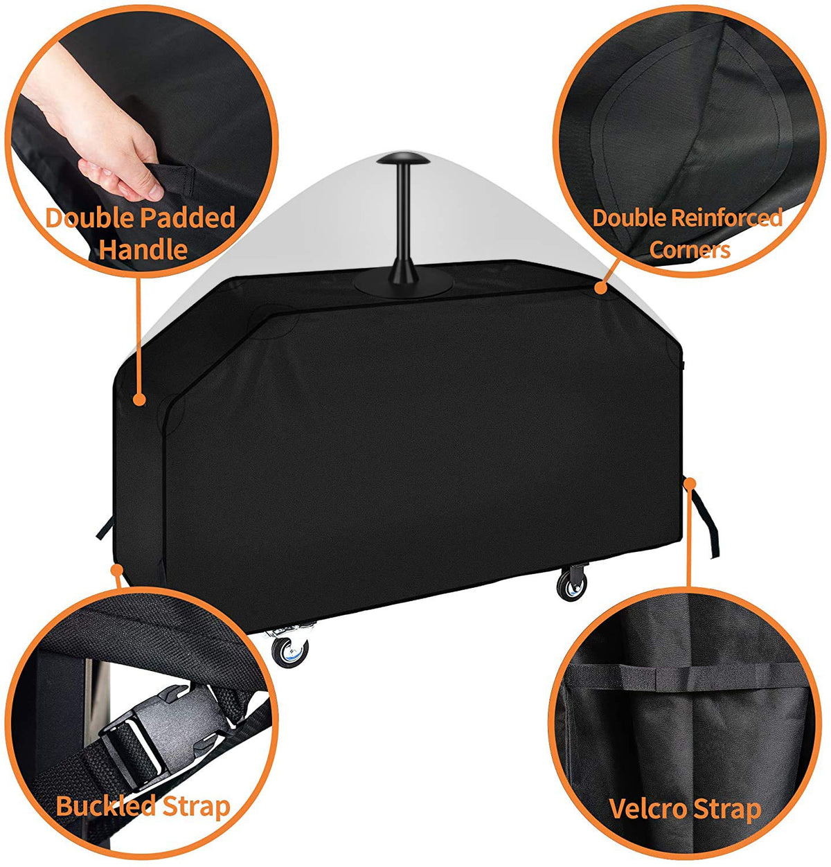 iCOVER 12-inch support pole elevates the cover to prevent pooling on the griddle.