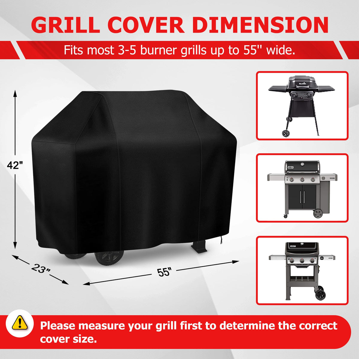 iCOVER waterproof Oxford fabric protects grill from rain and dust.