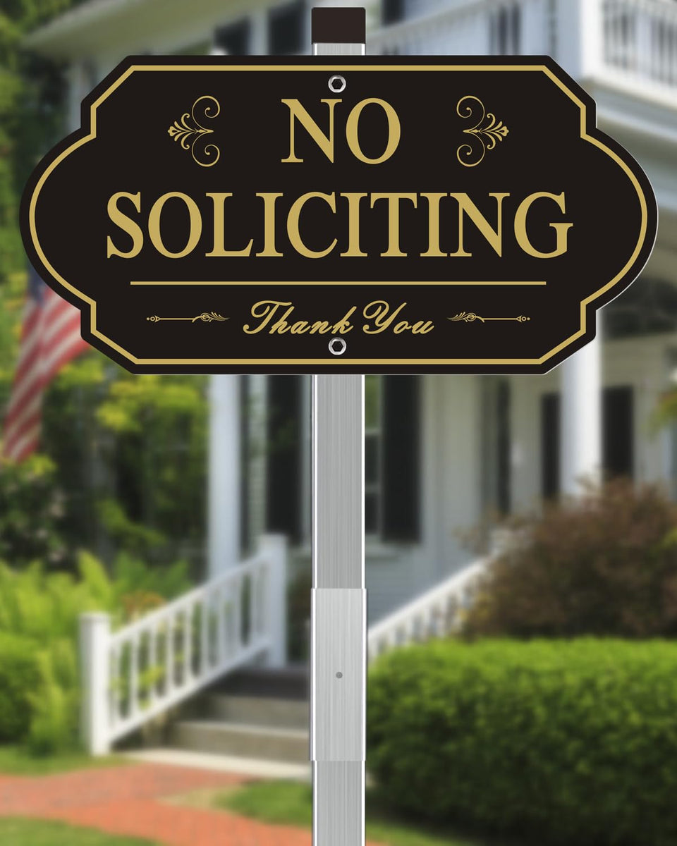 i-CowFun No Soliciting Sign for house with metal 14x7 plate, durable and highly visible.