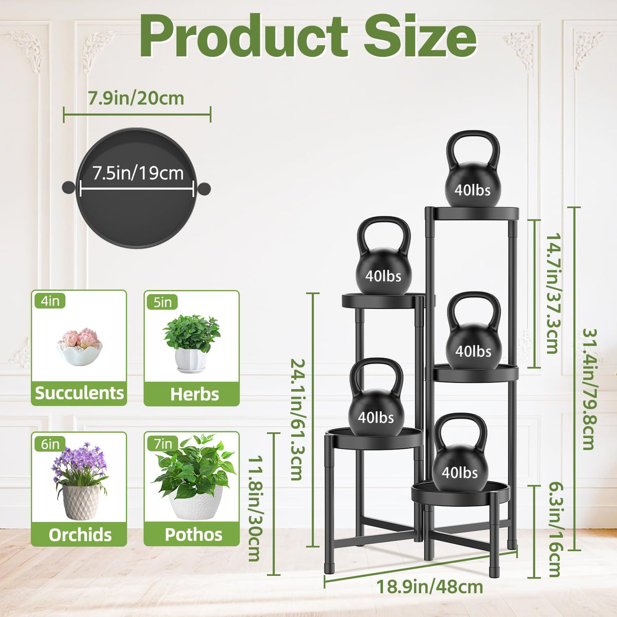 iDavosic.ly black iron plant stand suited for balcony and living room