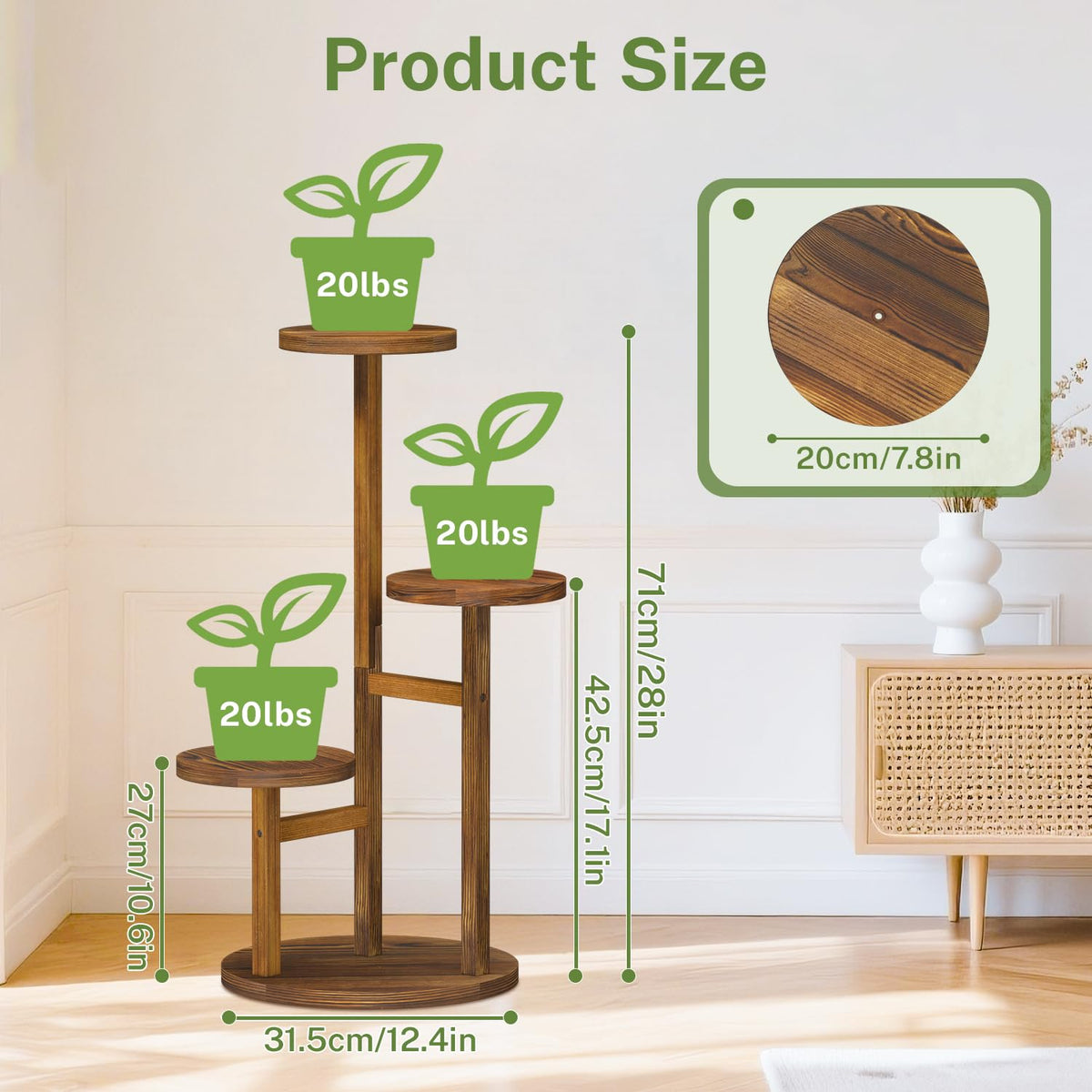 iDavosic.ly brown rustic finish plant stand adds warm, inviting decor