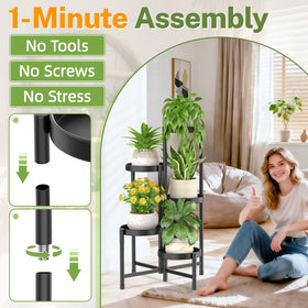 iDavosic.ly folding tall plant rack designed for easy outdoor patio setup