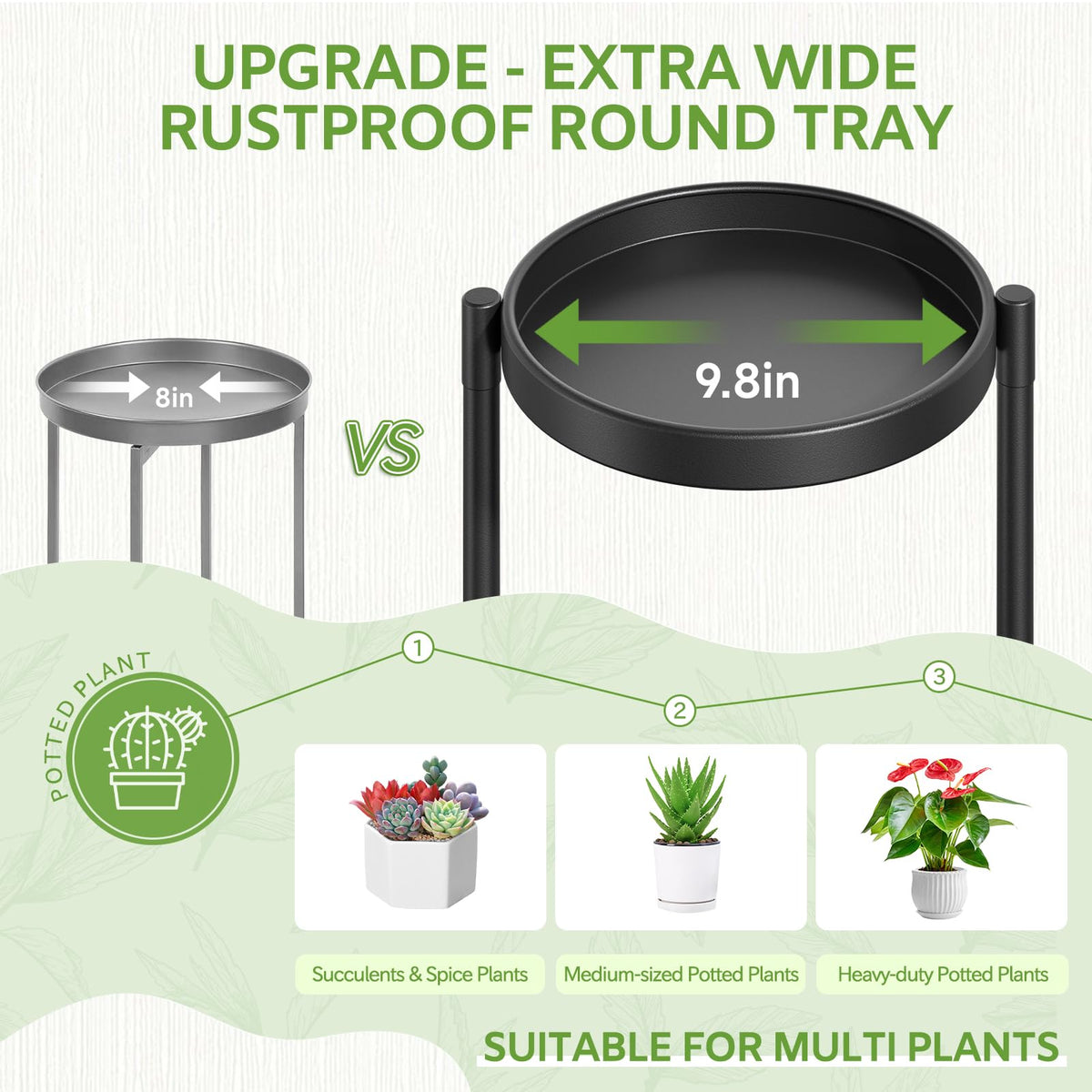 iDavosic.ly rust-resistant iron frame plant stand for outdoor use.