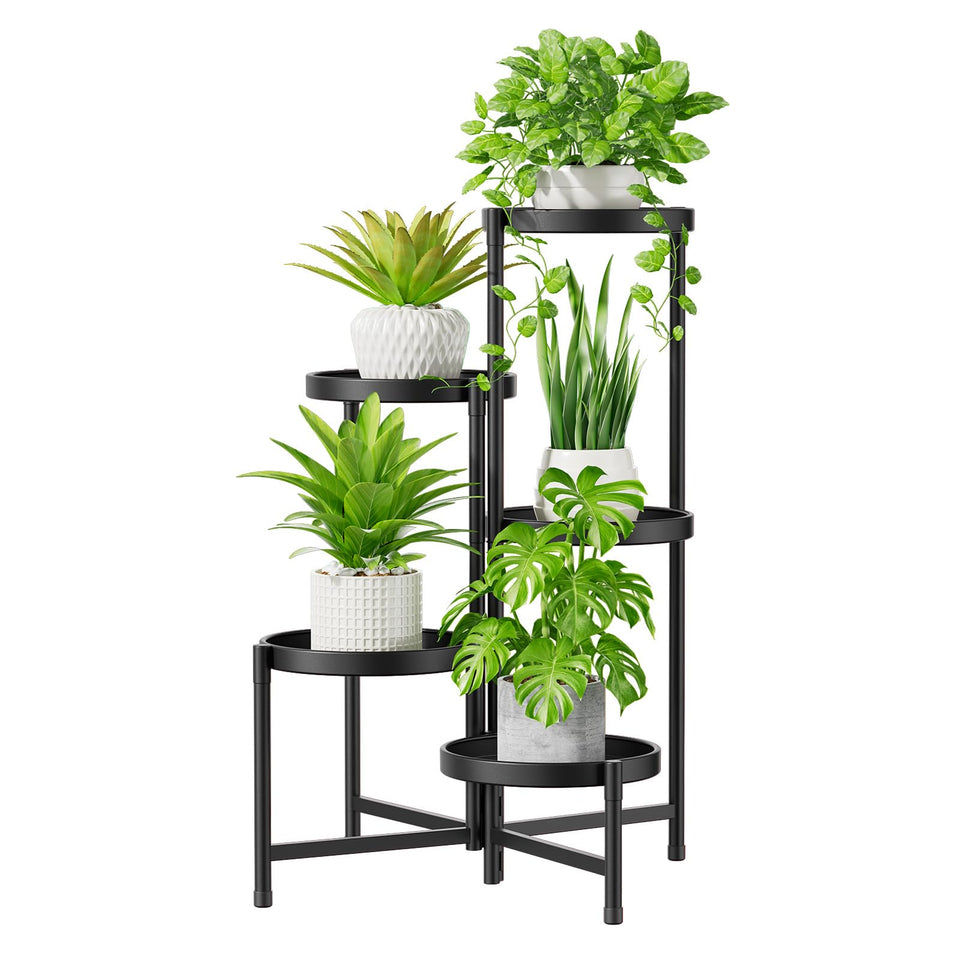 iDavosic.ly 5-tier plant stand with large trays for bigger pots, neat display.