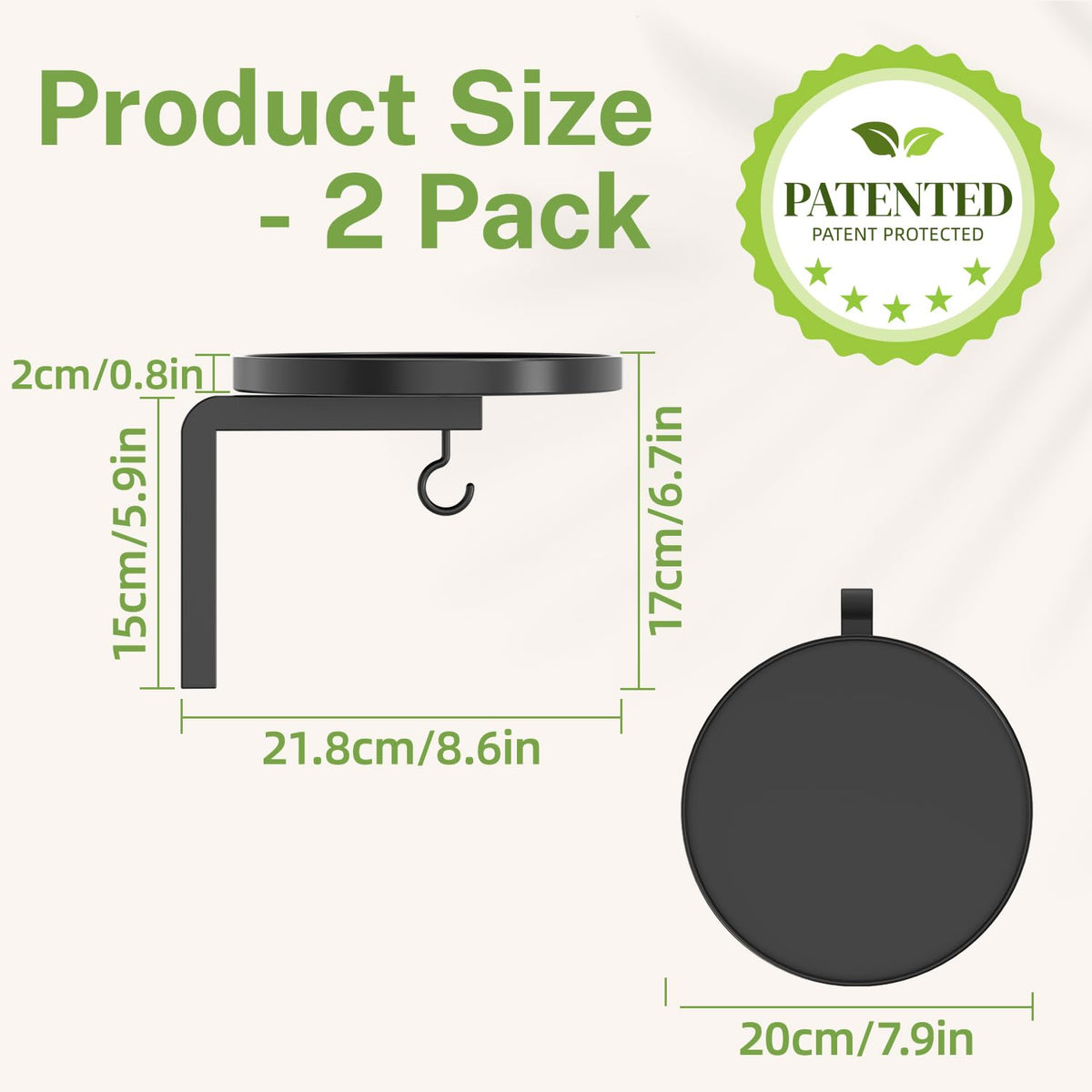 iDavosic.ly wall hanger with two hooks securing planters on a wall