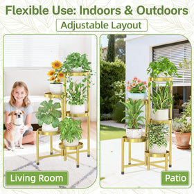 idavosic plant stand 7.9-inch trays hold pots safely without spills.