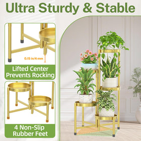 idavosic plant stand sturdy iron construction supports multiple plants securely.