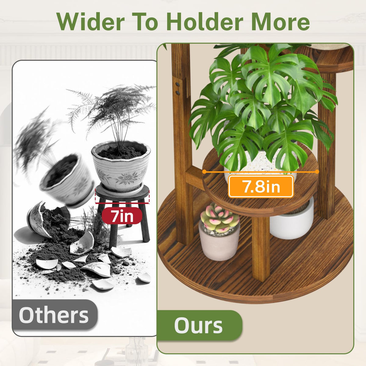 iDavosic.ly corner plant shelf with stable base supports heavy pots.