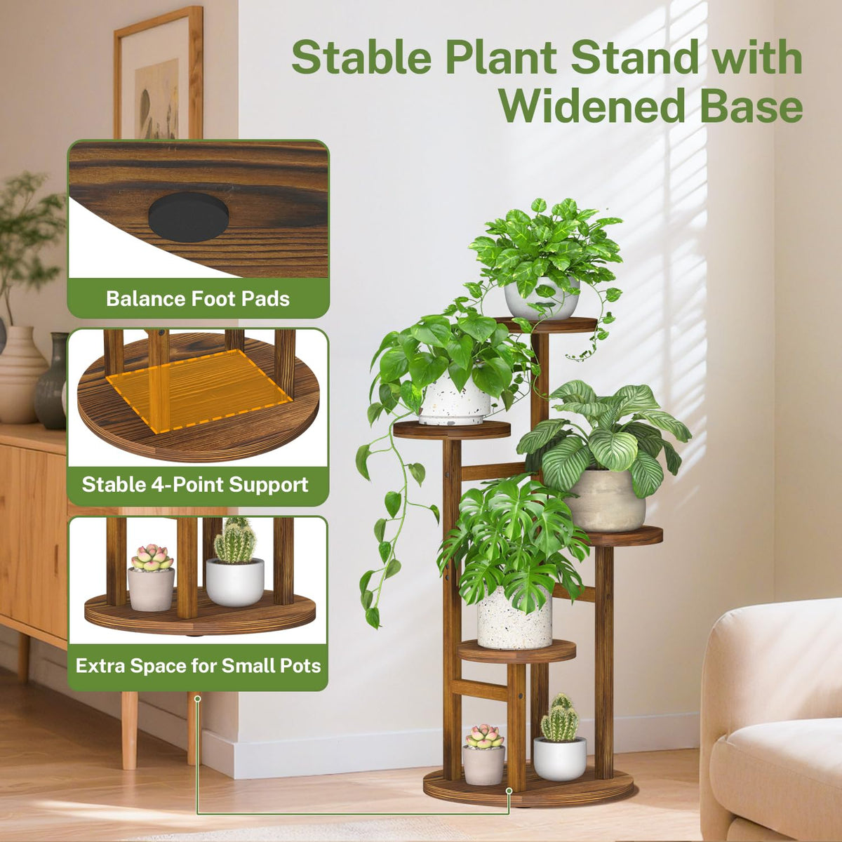 iDavosic.ly indoor plant stand featuring 7.8-inch trays for various pots.