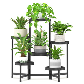 iDavosic.ly 6-tier folding plant stand with tray neatly displays indoor plants.
