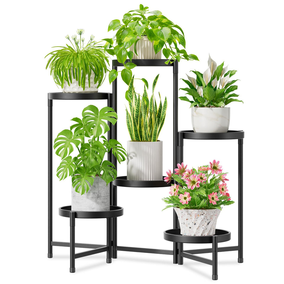 iDavosic.ly 6-tier plant stand assembly highlights quick tool-free setup for instant display