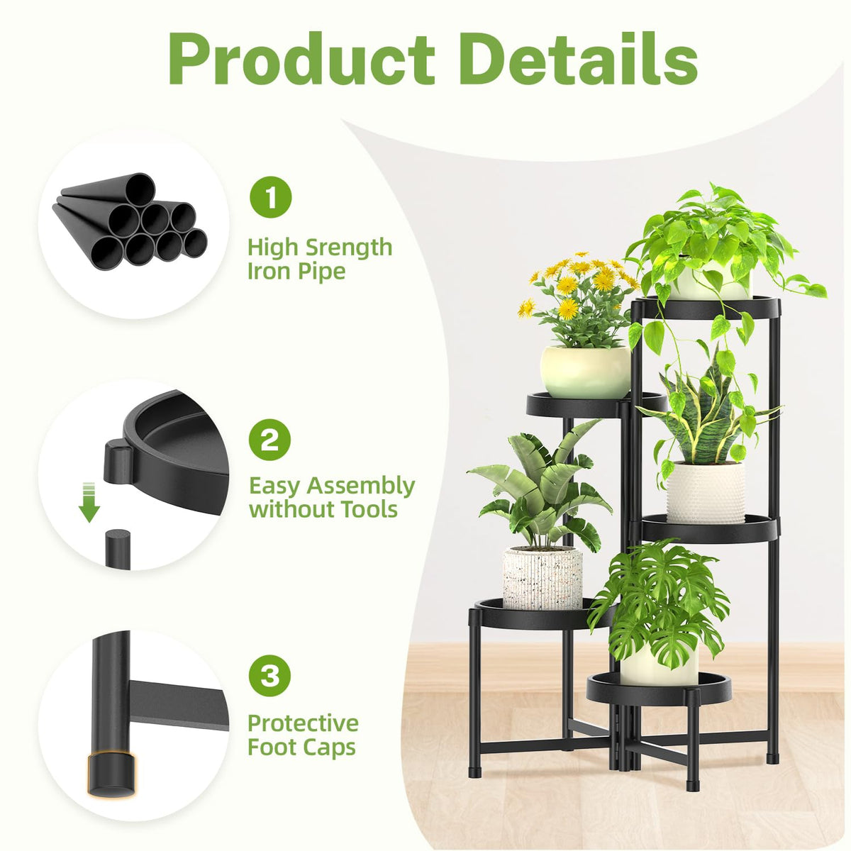 iDavosic.ly foldable plant stand for storage saves space when not in use