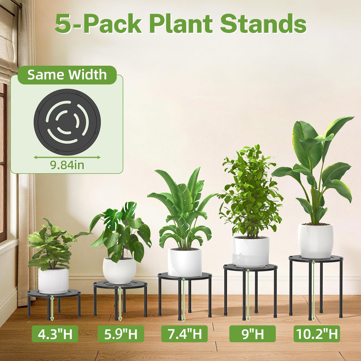 idavosic.ly heavy-duty iron plant stand features a rust-resistant coating for outdoor use.