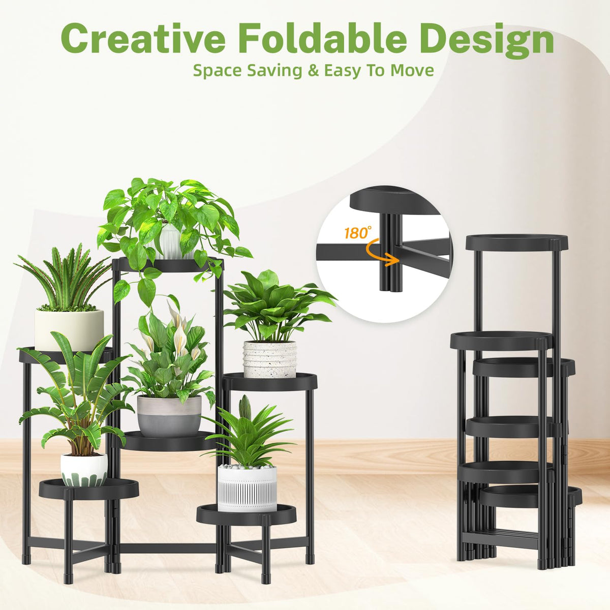 iDavosic.ly Outdoor patio plant rack in metal for durability.