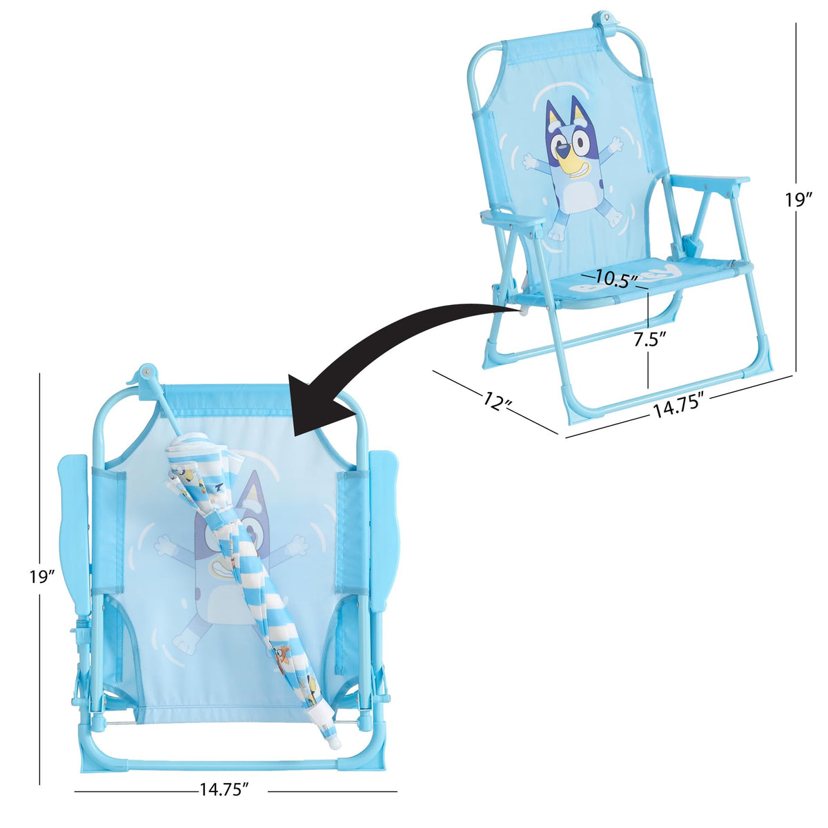 Idea Nuova Bluey chair durable metal frame and water-resistant seat