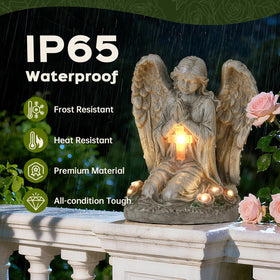 IDEA SHOW Cross-light Angel Statue provides warm illumination and serene focal point