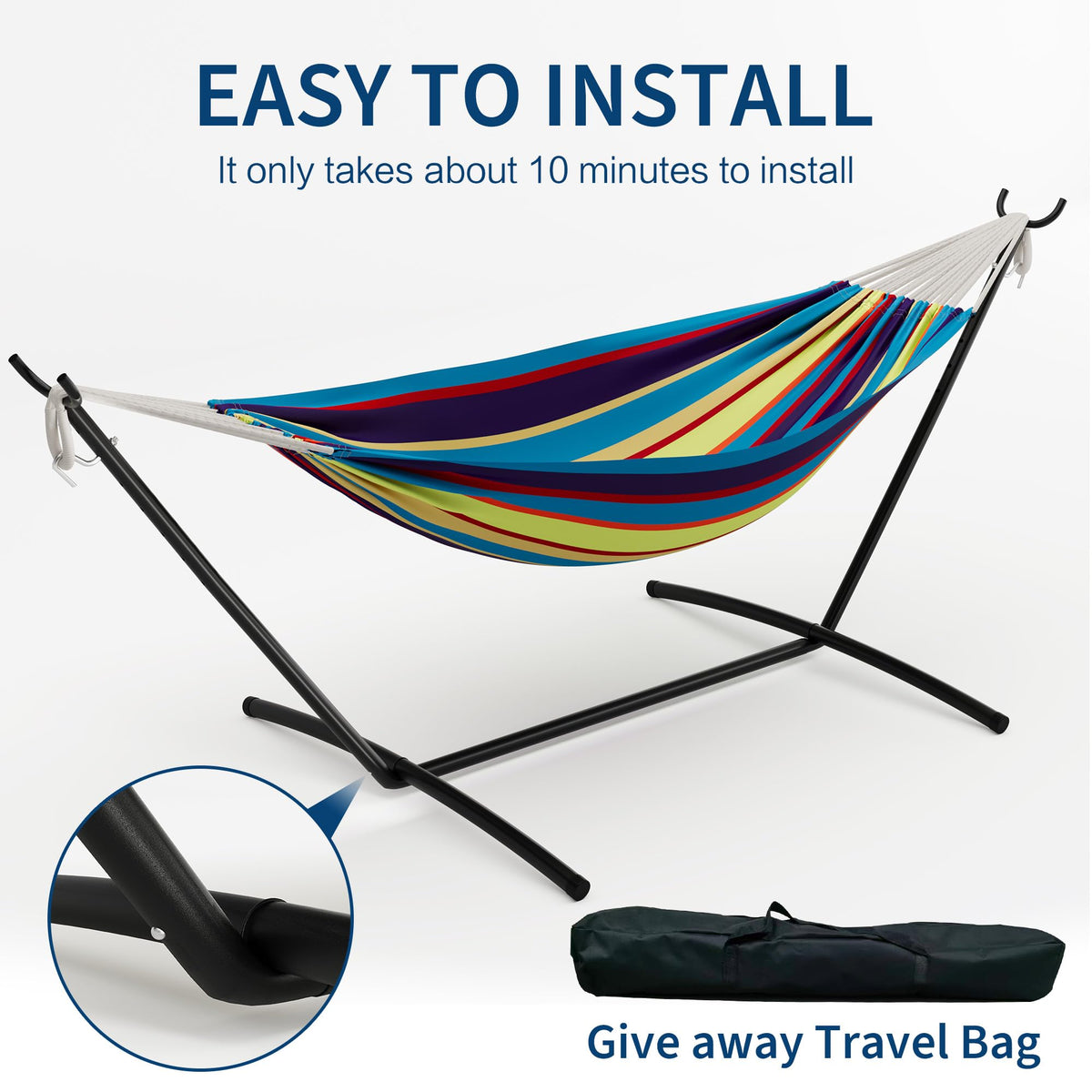 IDEALHOUSE indoor-outdoor hammock fits patios, balconies, or living rooms