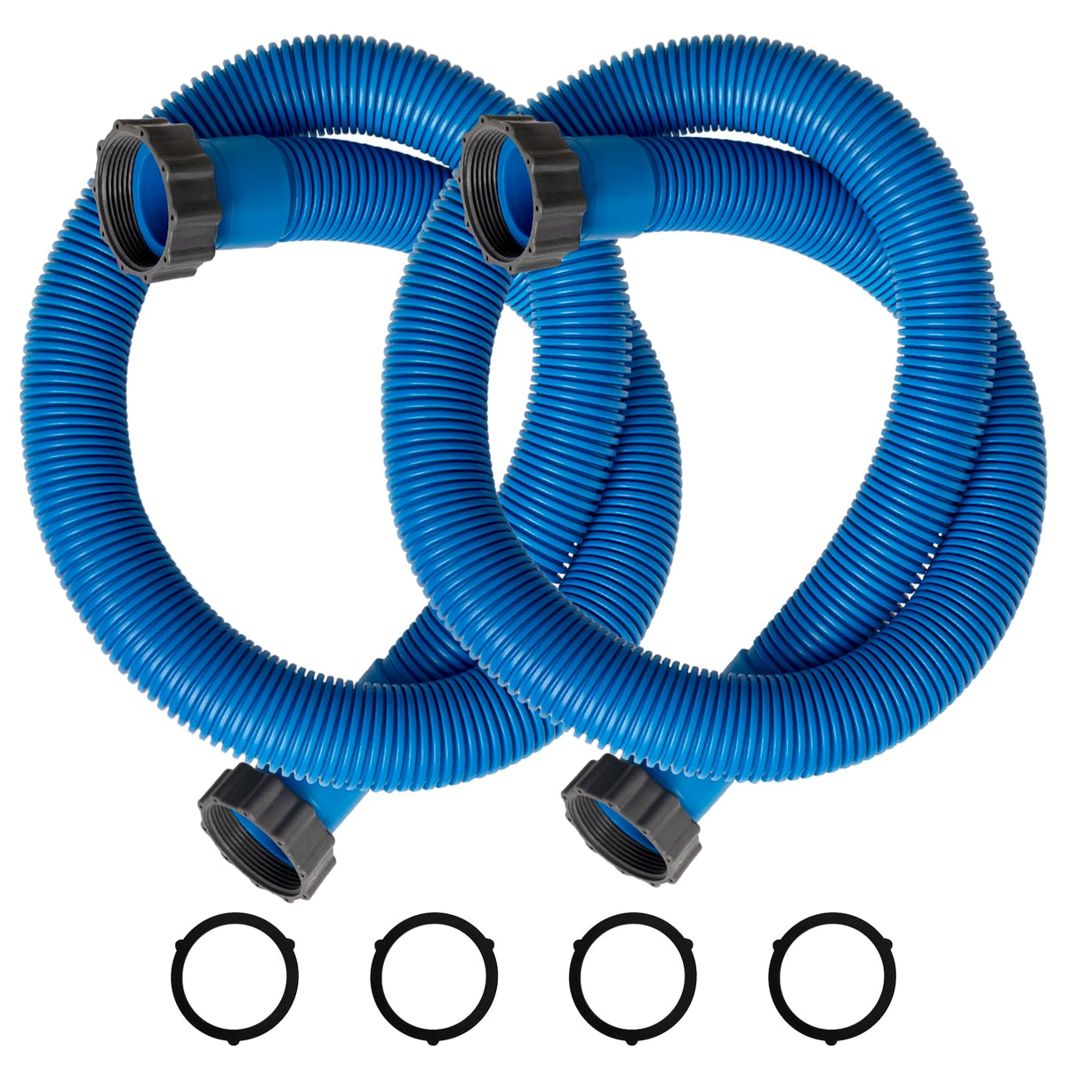 IDEASURE 1.5-inch pool hose with 59-inch length and washers for secure connections.