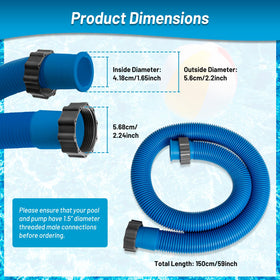 IDEASURE durable polyethylene hose resists sun exposure for long-lasting pool filtration.