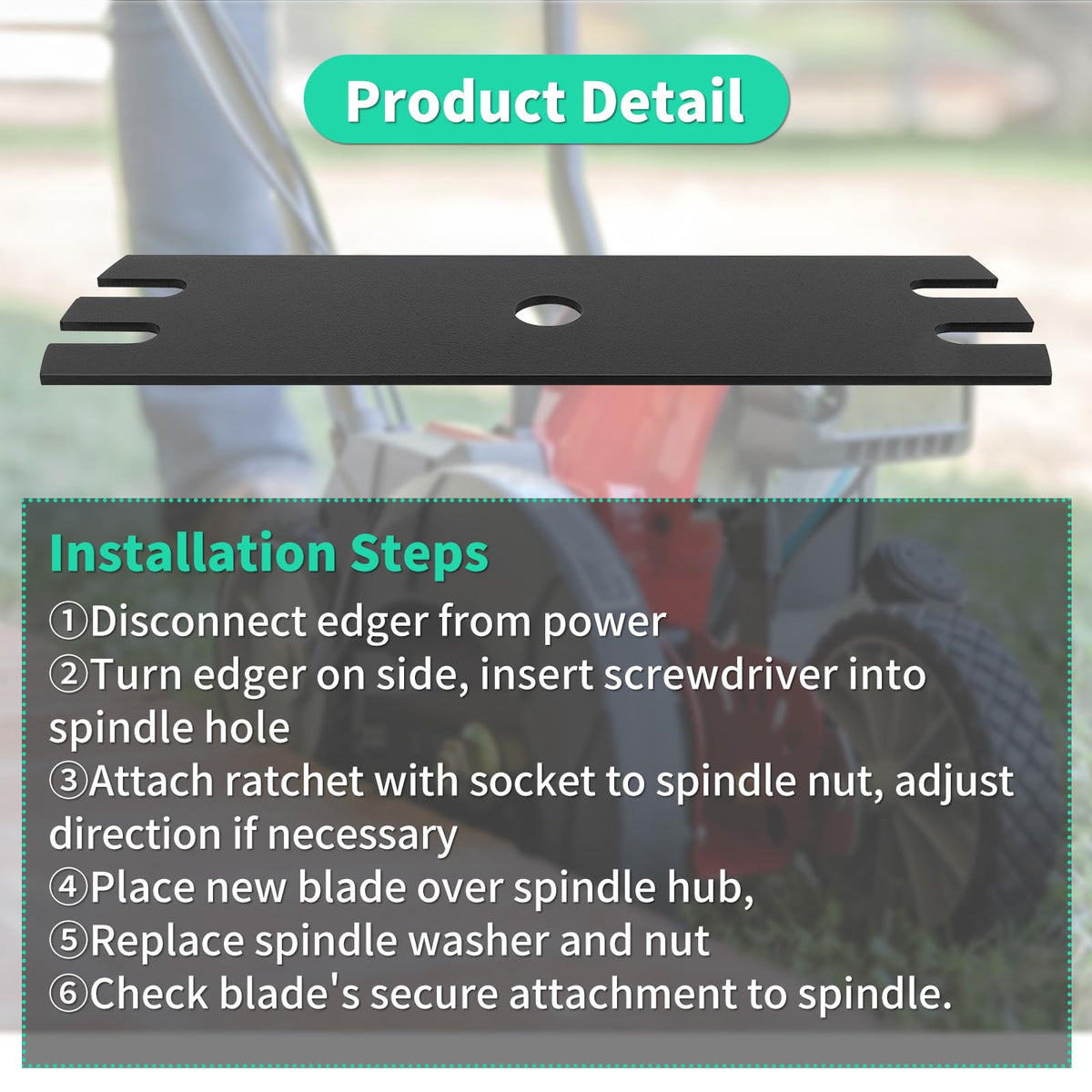 IDEASURE easy installation with a wrench-friendly nut for quick blade swaps.
