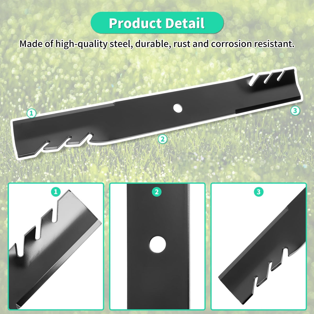 IDEASURE 103-0301 blade set fits Exmark Lazer Z series for versatile mowing.