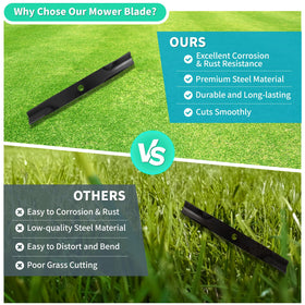 IDEASURE 48-inch deck blades installed for efficient mowing sessions.
