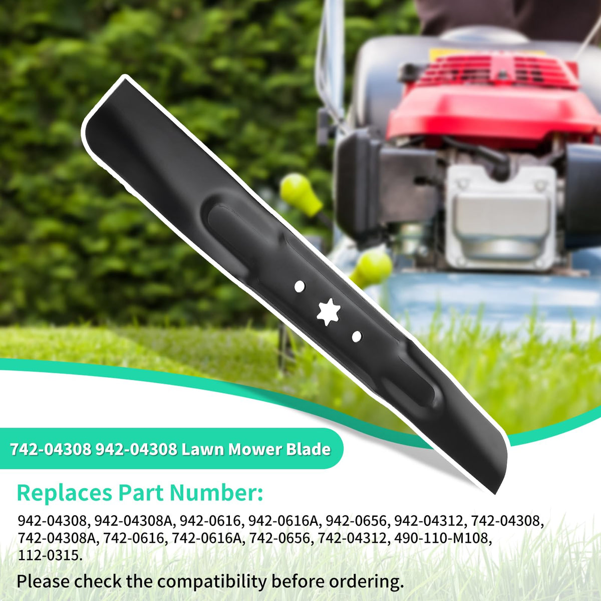 IDEASURE sturdy steel blade emphasizes durable cutting performance under tough grass.