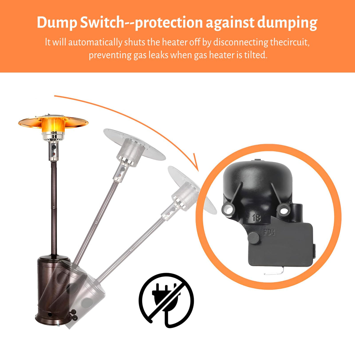 IDEASURE tilt-switch safety sensor prevents unexpected shutdown in outdoor use.