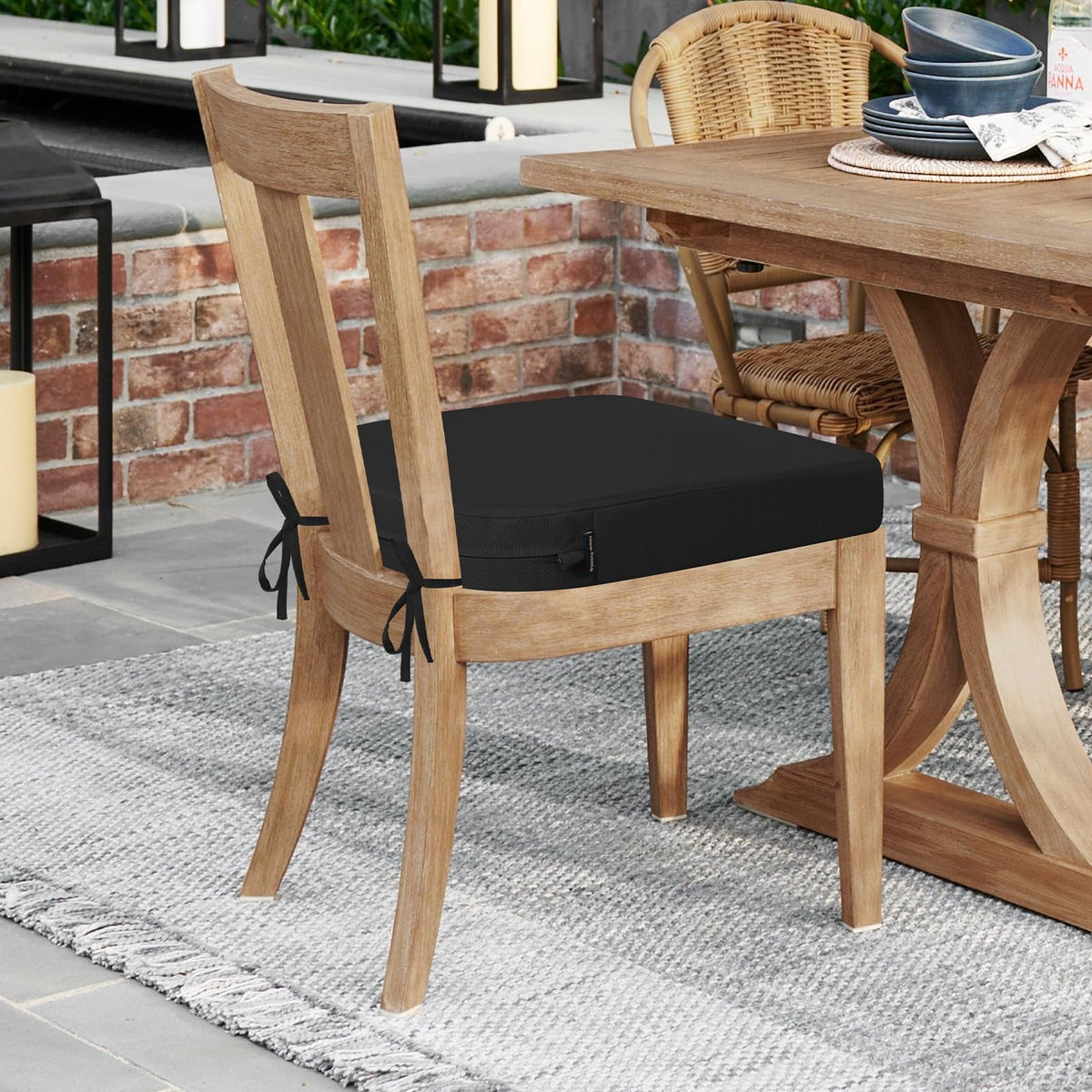idee-home cushions with ties stay securely attached to chairs