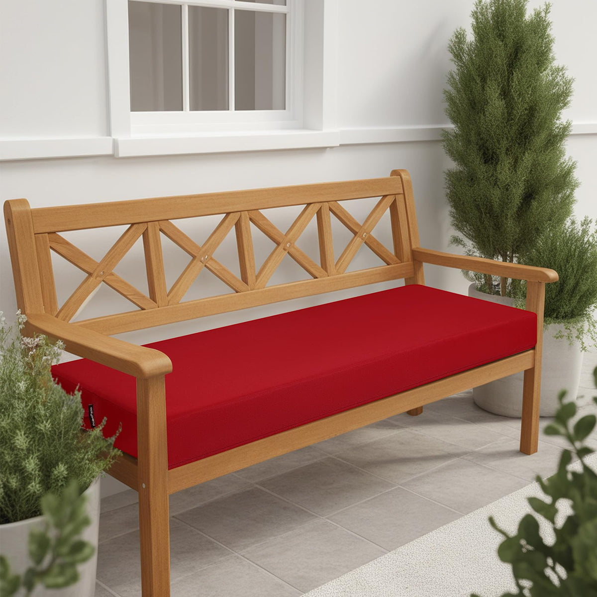 idee-home durable red bench pad for garden seating