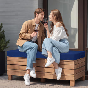 idee-home navy blue bench cushion with 3-inch foam for lasting comfort.