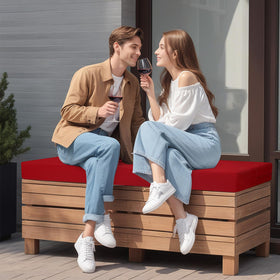 idee-home waterproof red bench cushion 48x18 keeps seats dry outdoors