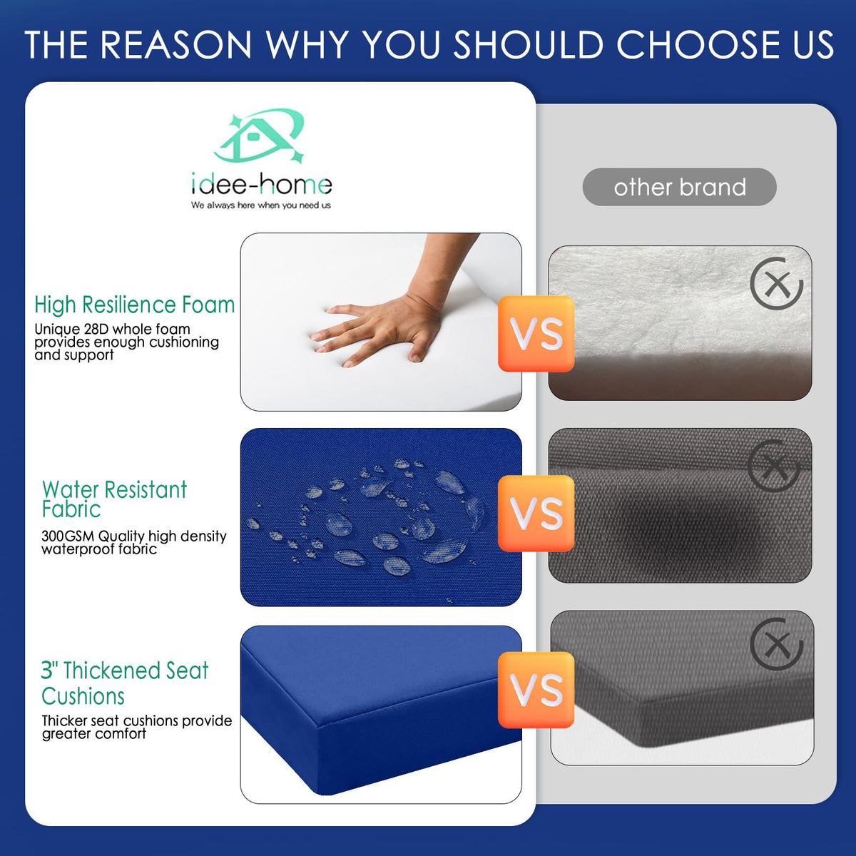 idee-home cushions with ties ensure stable, secure fit on chairs