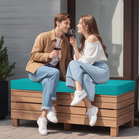 idee-home waterproof bench cushion fabric close-up shows rain resistance