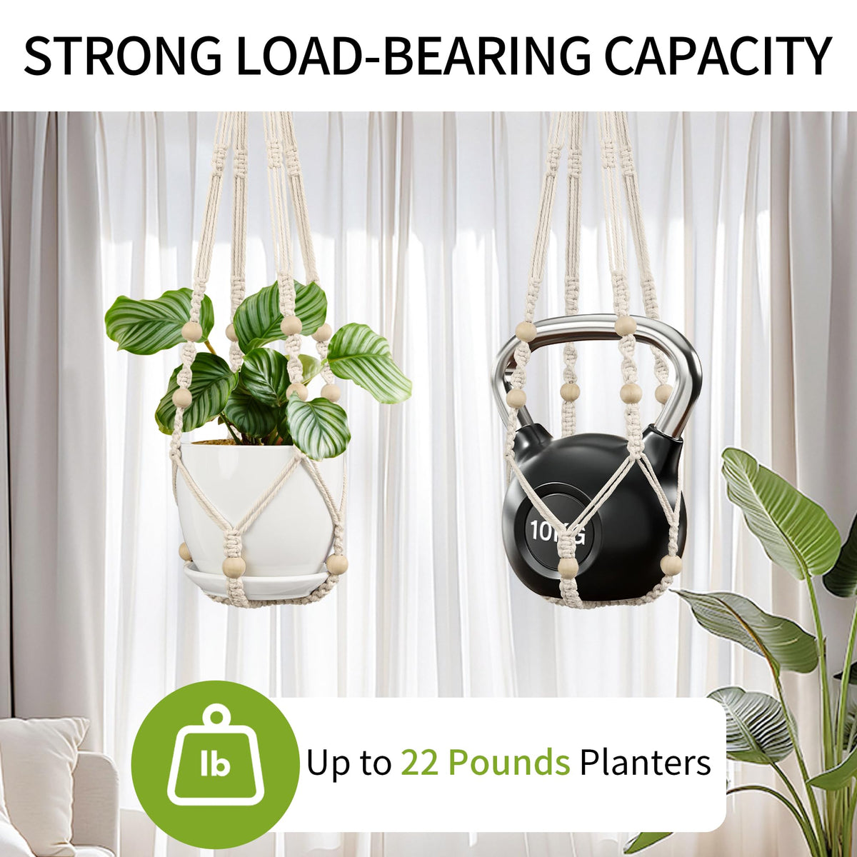 IDEEEPAN Ivory Macrame Hanger close-up showcases durable cotton weave
