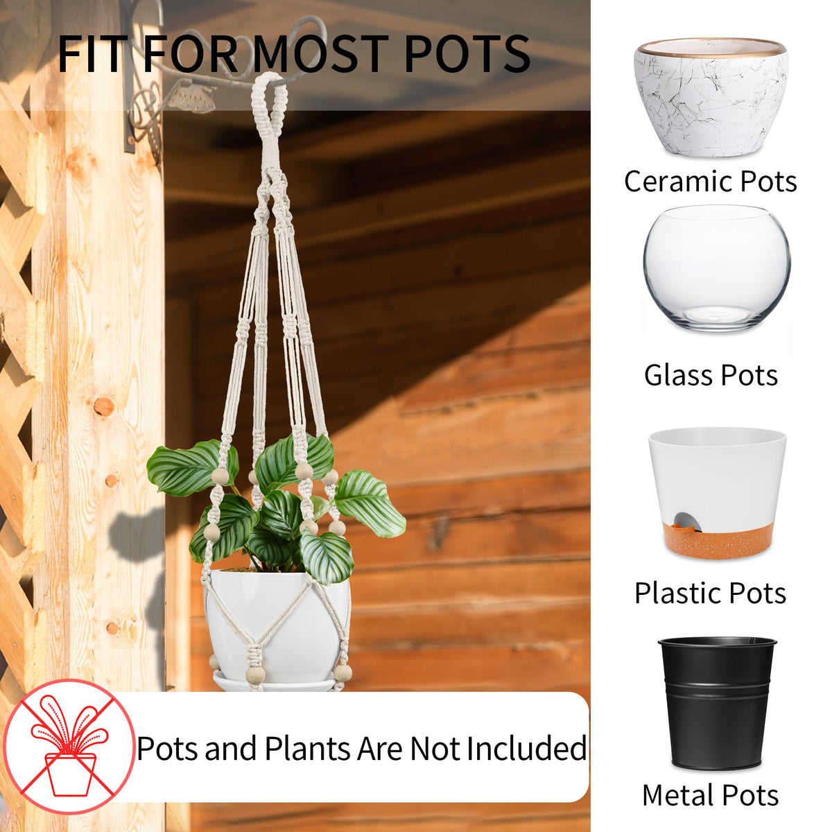 IDEEEPAN Macrame Plant Hanger 23-inch ideal for compact spaces