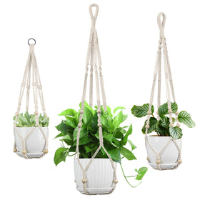 IDEEEPAN Macrame Plant Hanger 35-inch securely supports outdoor pots