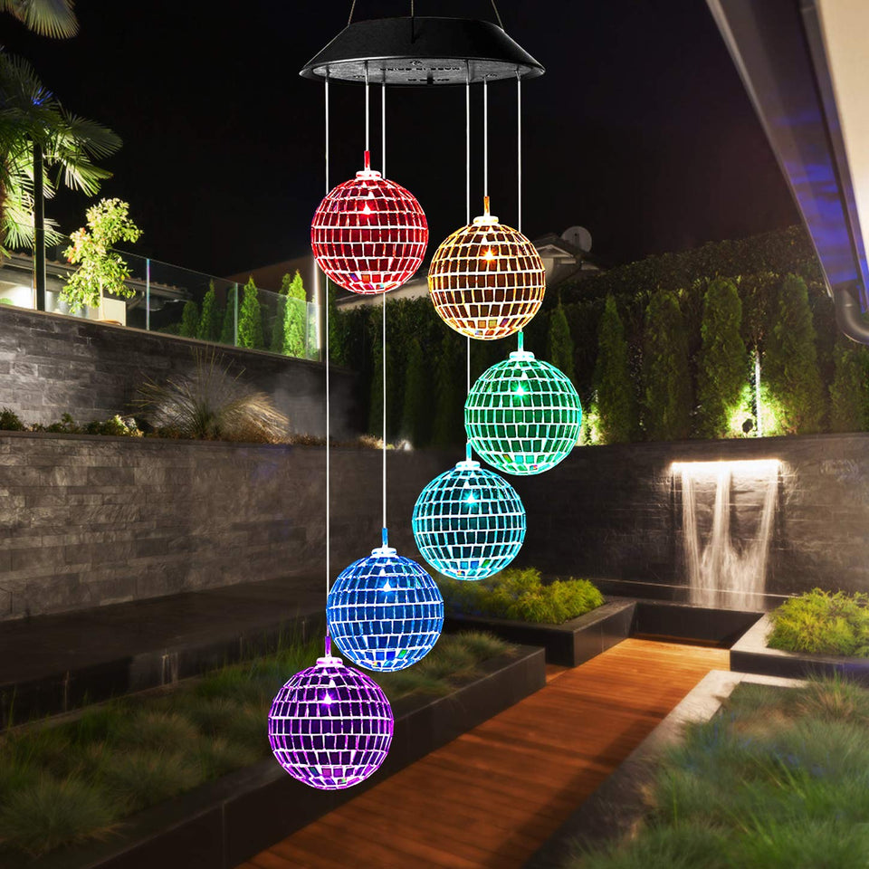 Idefair Solar Wind Chimes ball light for garden ambiance with night color cycle.