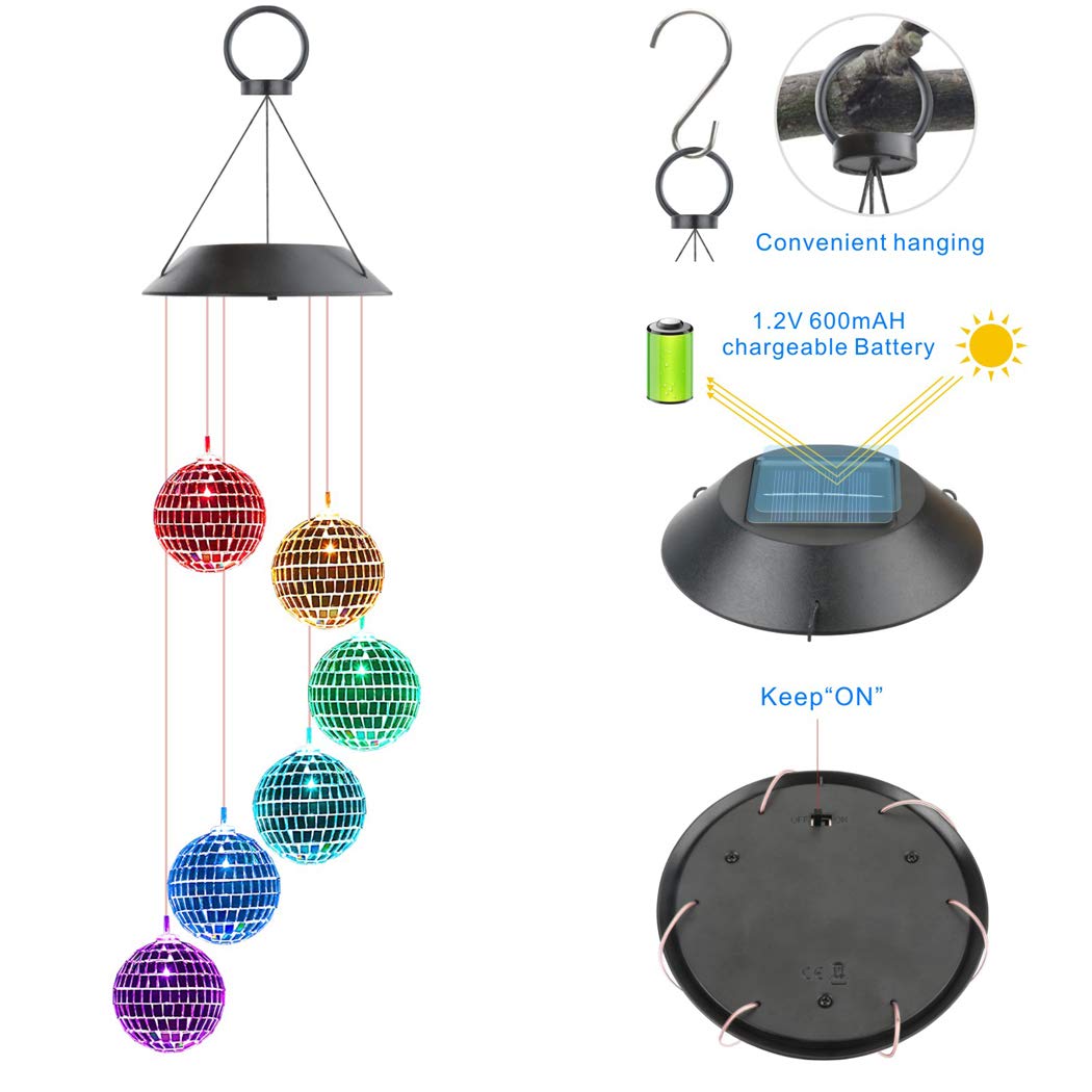 Idefair Solar Wind Chimes garden illumination with solar LED outdoor decor.