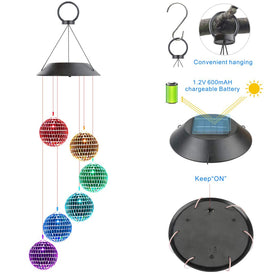 Idefair Solar Wind Chimes garden illumination with solar LED outdoor decor.