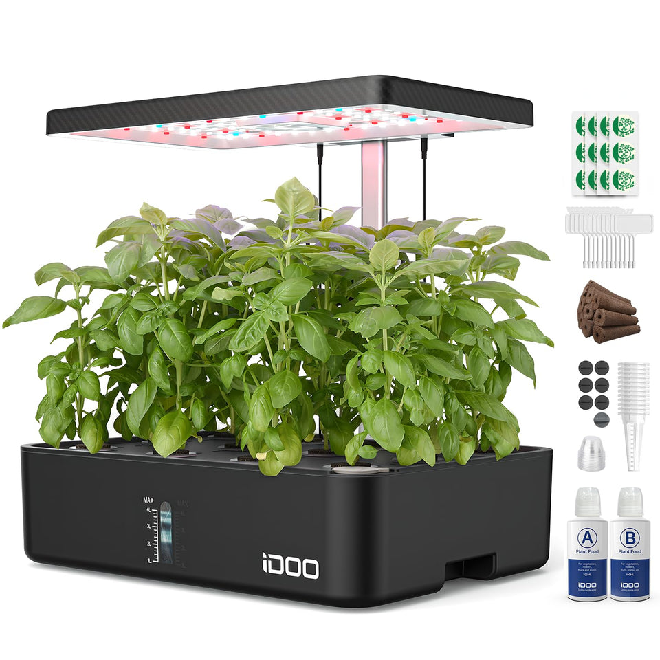iDOO 12Pods hydroponics system—compact indoor garden for fresh herbs at home.