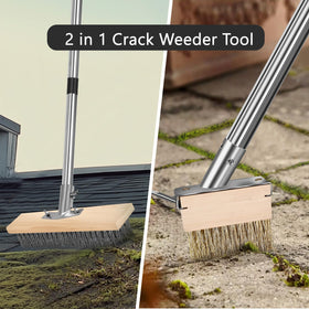 IDUNSEED 2-in-1 scraper weeder clears weeds and moss from cracks.