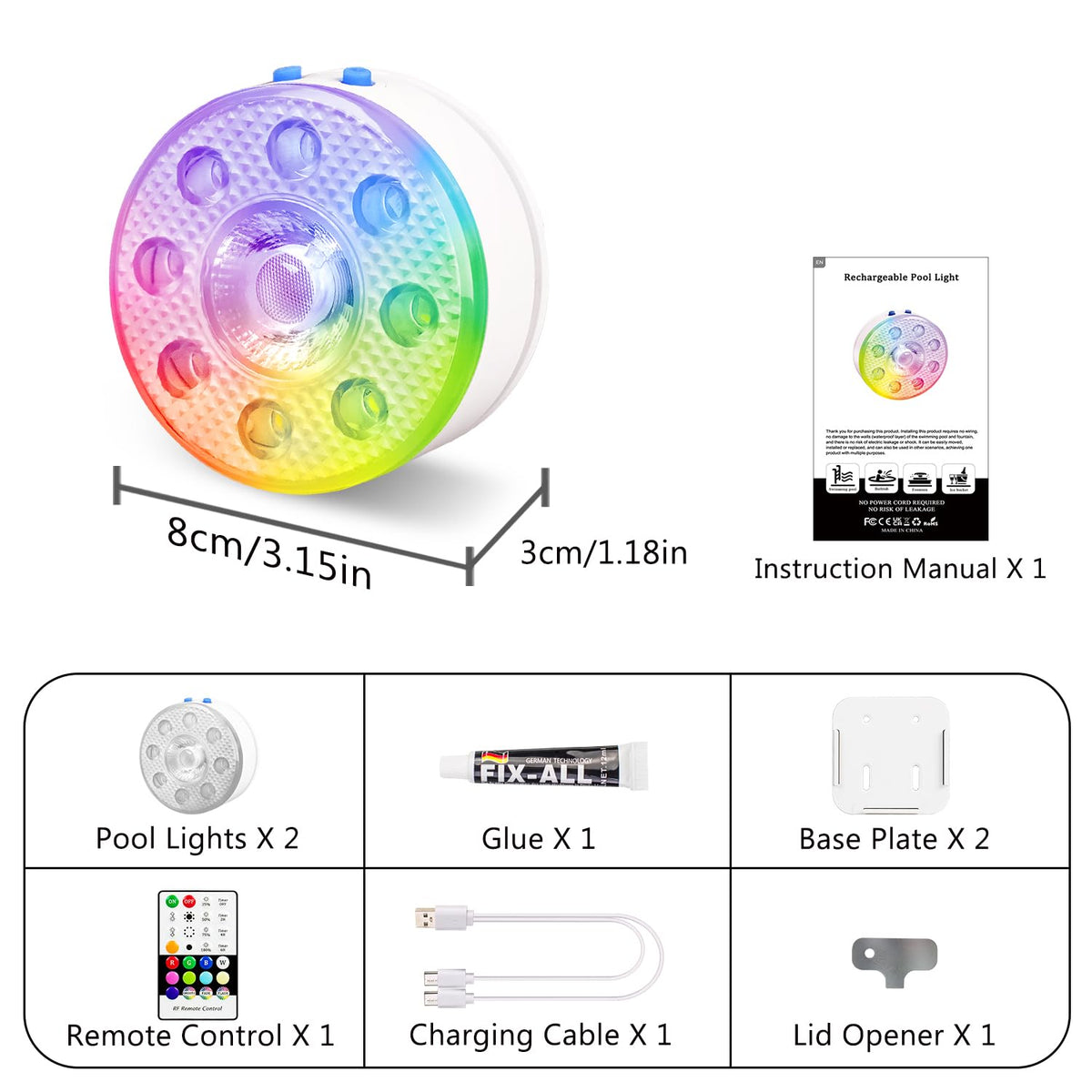 idyl light suitable for above ground or inground pools and hot tubs.